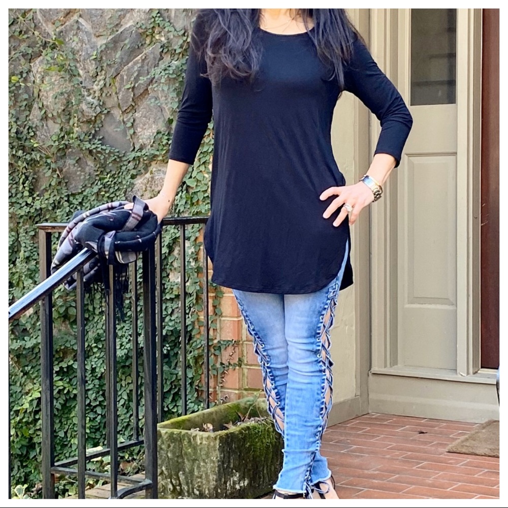 ✨LAST ONE✨Black Modal  Piko 3/4 sleeves Tunic top - Picture 2 of 5